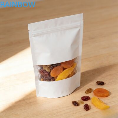 Bolsas de embalaje de alimentos con cierre hermético y cremallera de papel Kraft biodegradable personalizadas para frutos secos y frutas deshidratadas, bolsa de Mylar