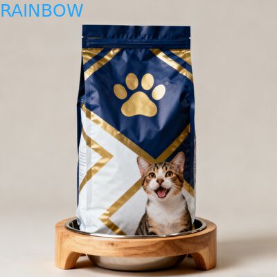 Envasado de alimentos biodegradables personalizados para piensos, bolsas Mylar, bolsa con escudete lateral, bolsa con cremallera para alimentos para mascotas, perros y gatos, con válvula