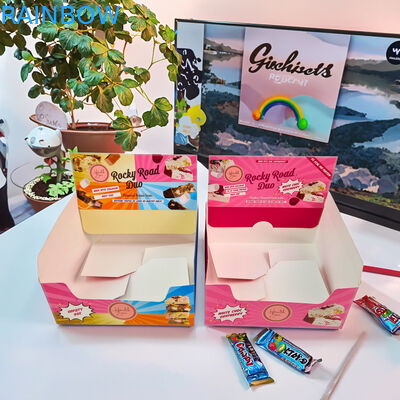 Caja de cartón impreso a medida con espesor de 350 g y estampado en caliente para envases de bocadillos al por menor