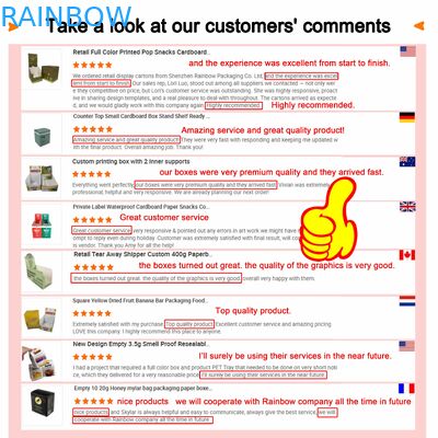 Caja de papel de tamaño personalizado con pantalla de ventana transparente y espesor de 350 g para envases de alimentos