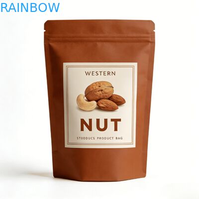 Bolsa de pie con sellado térmico de papel kraft con impresión digital personalizada y ventana para alimentos y snacks para mascotas, a prueba de humedad