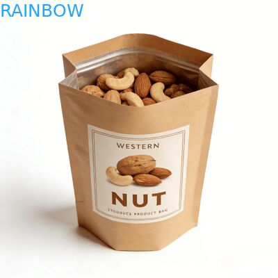 Bolsa de pie con sellado térmico de papel kraft con impresión digital personalizada y ventana para alimentos y snacks para mascotas, a prueba de humedad