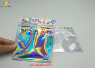 Olográfico levántese la etiqueta engomada grande polivinílica laminada bolso de la hoja del holograma del envase de plástico de la cerradura de la cremallera