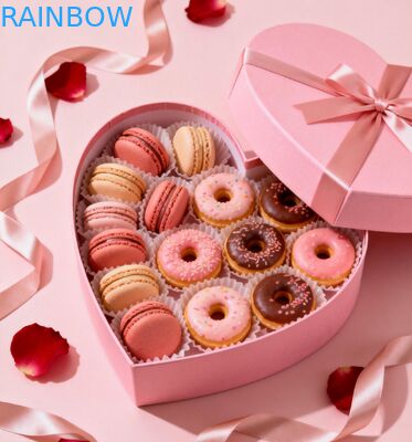 Caja de regalo plegable biodegradable personalizable para embalajes de panadería y macarrones de pastelería