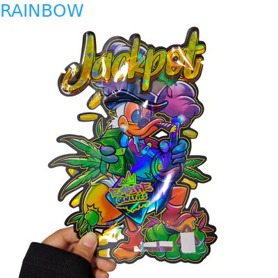 Bolsas Mylar a prueba de olores holográficos personalizadas a prueba de niños con cremallera reabreble para envases de bocadillos