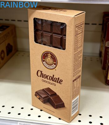 Caja de papel kraft biodegradable de grado alimenticio personalizada con ventana transparente para empaque de barras de chocolate