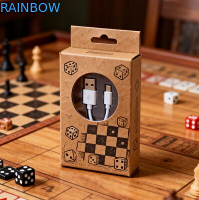 Caja de papel personalizable de 350g de grosor con acabado de estampado en caliente para embalaje de cables USB