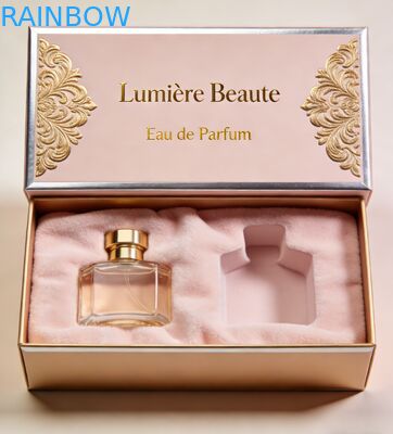 Caja de embalaje cosmético biodegradable de impresión personalizada con estampado y relieve de oro para perfumes