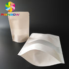 Doypack blanco se levanta las bolsas de papel Ziplock de Kraft de las bolsas del café con la ventana/la cremallera claras