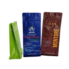 Bolsitas de té superficiales brillantes que empaquetan el sellado caliente de la bolsa de la caja de la parte inferior plana de los bolsos de café 250g