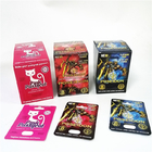 Exhiba las tarjetas ULTRAVIOLETA de papel del efecto con la ampolla que empaqueta las cajas de embalaje de la tarjeta rosada del minino