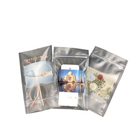 bilaterales de la bolsa de la muestra de las semillas de flor 28g sellados pliegan el bolso de plástico transparente reciclable de la bolsa inferior con la cremallera