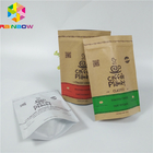 Bolsas de papel de empaquetado impresas de encargo de Brown Kraft con el bolso de la bolsa del papel del almacenamiento de la comida de la cremallera