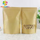 Las bolsas de papel impresas de encargo con el bolso Ziplock de Brown Kraft para el café/el té con la ventana colocan la bolsa para arriba de empaquetado