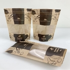Bolso de empaquetado de papel impreso de encargo de los snacks del té del café de Kraft de la bolsa que se puede volver a sellar del soporte para arriba con la ventana rectangular