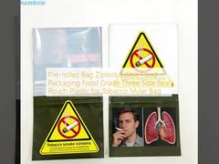 Bolsa pre-enrollada con cierre hermético para alimentos comestibles, embalaje de grado alimenticio, bolsa de plástico con sellado de tres lados para tabaco, bolsa de Mylar