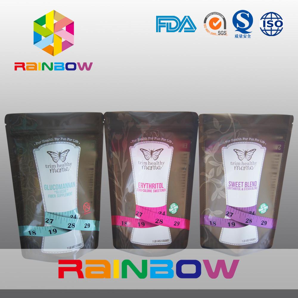 Levántese los bolsos del bocado de la cremallera/el acondicionamiento de los alimentos plástico para el igual del edulcorante