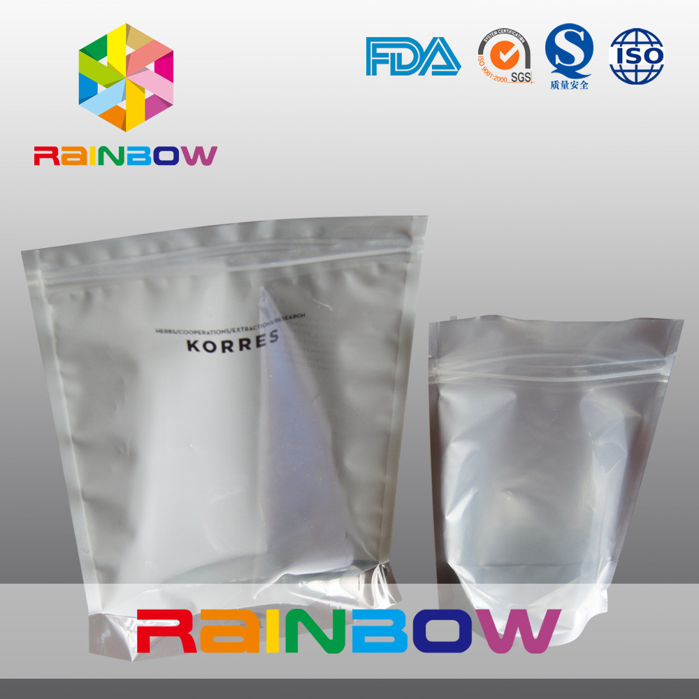 Bolsa plateada brillante laminada aduana de la hoja que empaqueta con la cremallera