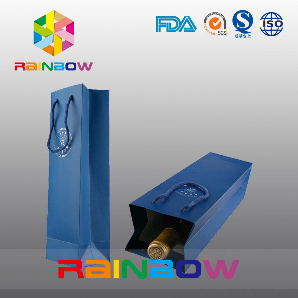 La botella de vino modificó las bolsas de papel para requisitos particulares/bolsa de papel impresa aduana de Kraft con la impresión del logotipo