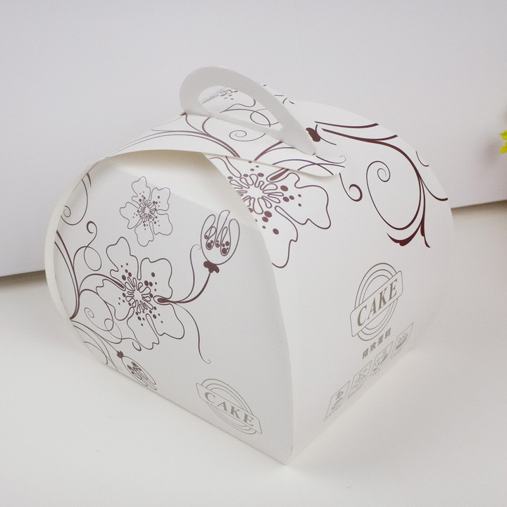 Caja de papel elegante que empaqueta para la torta que empaqueta, caja de torta plegable con la manija