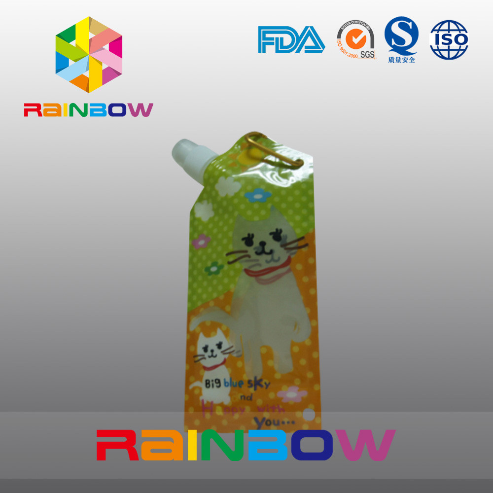 El tipo especial jugo/bebida que empaqueta bolsas laterales del escudete con el metal suena