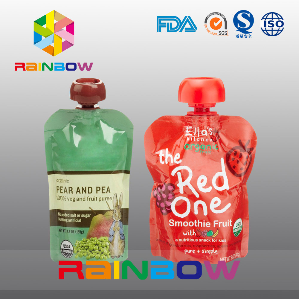 re-Sequeezed bolsa del canalón de los alimentos para niños de 140ml 200ml con la cremallera doble