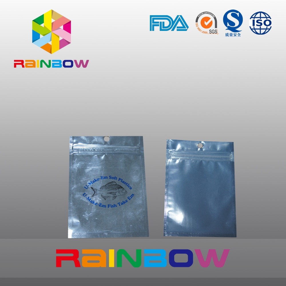 Bolsa trasera transparente delantera del alimento para animales de la hoja con la cremallera, bolso del cebo de pesca