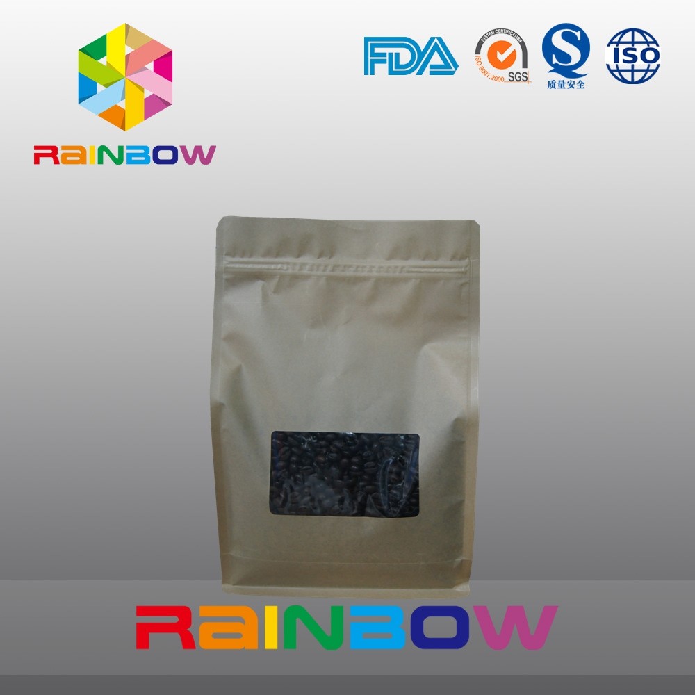 La bolsa lateral del café del sello del papel de Kraft 8, el escudete inferior empaqueta el empaquetado asado del grano de café