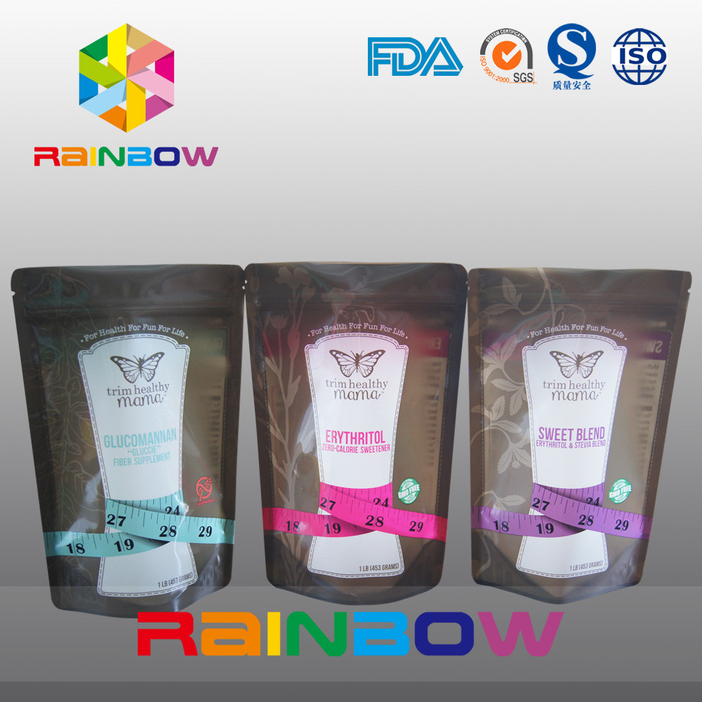 El escudete inferior ziplock plástico empaqueta para el empaquetado del azúcar/del caramelo/de la especia