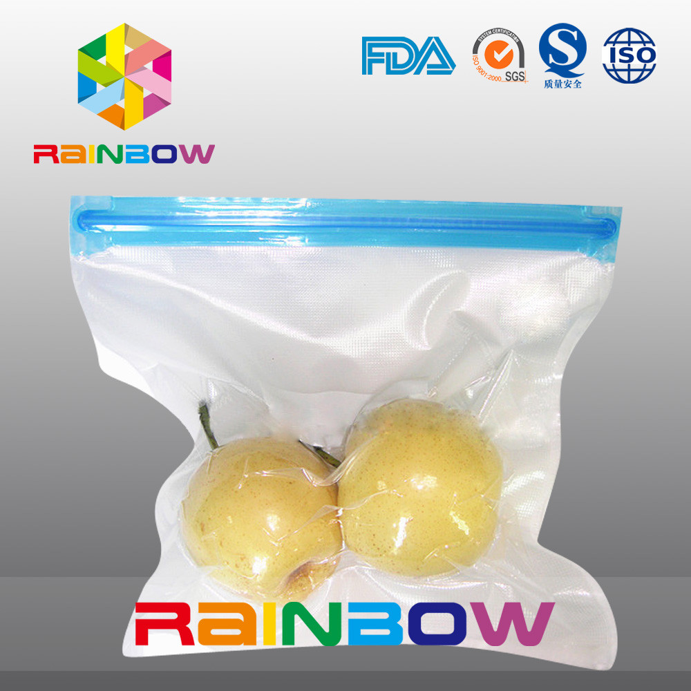 La bolsa del almacenamiento de la comida de la textura del vacío/el sello de vacío polivinílicos de la comida de la cremallera del resbalador empaqueta