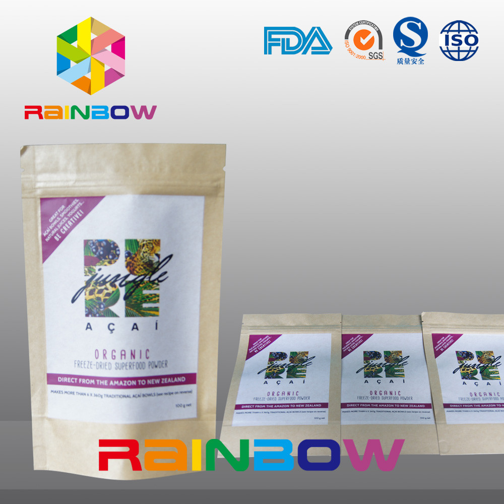 El logotipo imprimió el empaquetado Ziplock de los snacks del bolso/de la nuez del papel de Krafter de las semillas de Chia