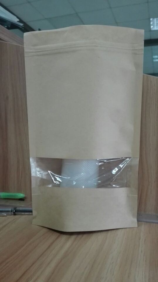 Levántese las bolsas de papel modificadas para requisitos particulares bolsa del regalo de la comida con el Ziplock claro de la ventana que se puede volver a sellar