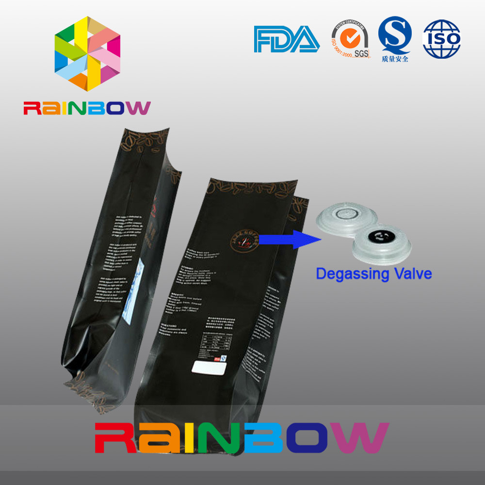 Bolsa del café del papel de aluminio del diseño/bolso de café modificados para requisitos particulares del escudete 5lb del lado con la válvula
