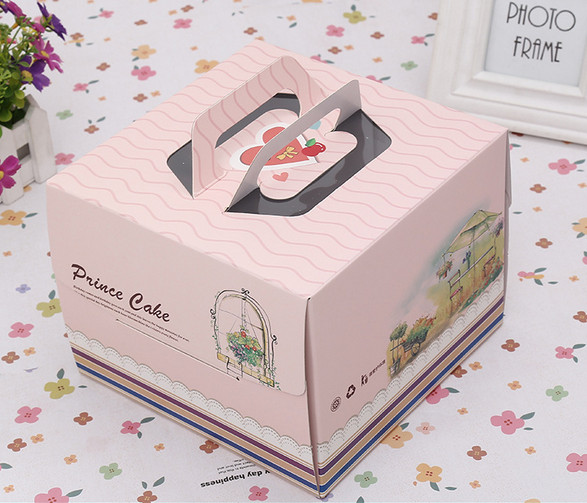 Caja de papel cuadrada azul rosada de la torta de cumpleaños que empaqueta/caja de regalo modificada para requisitos particulares