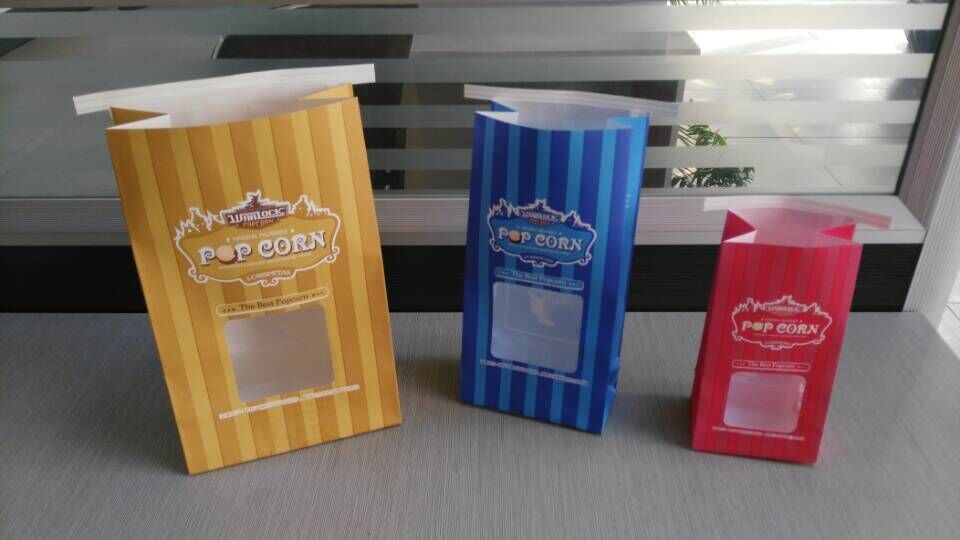 Lazo de Withtin de la bolsa de papel de Brown Kraft y ventana delantera para el acondicionamiento y la exhibición de los alimentos