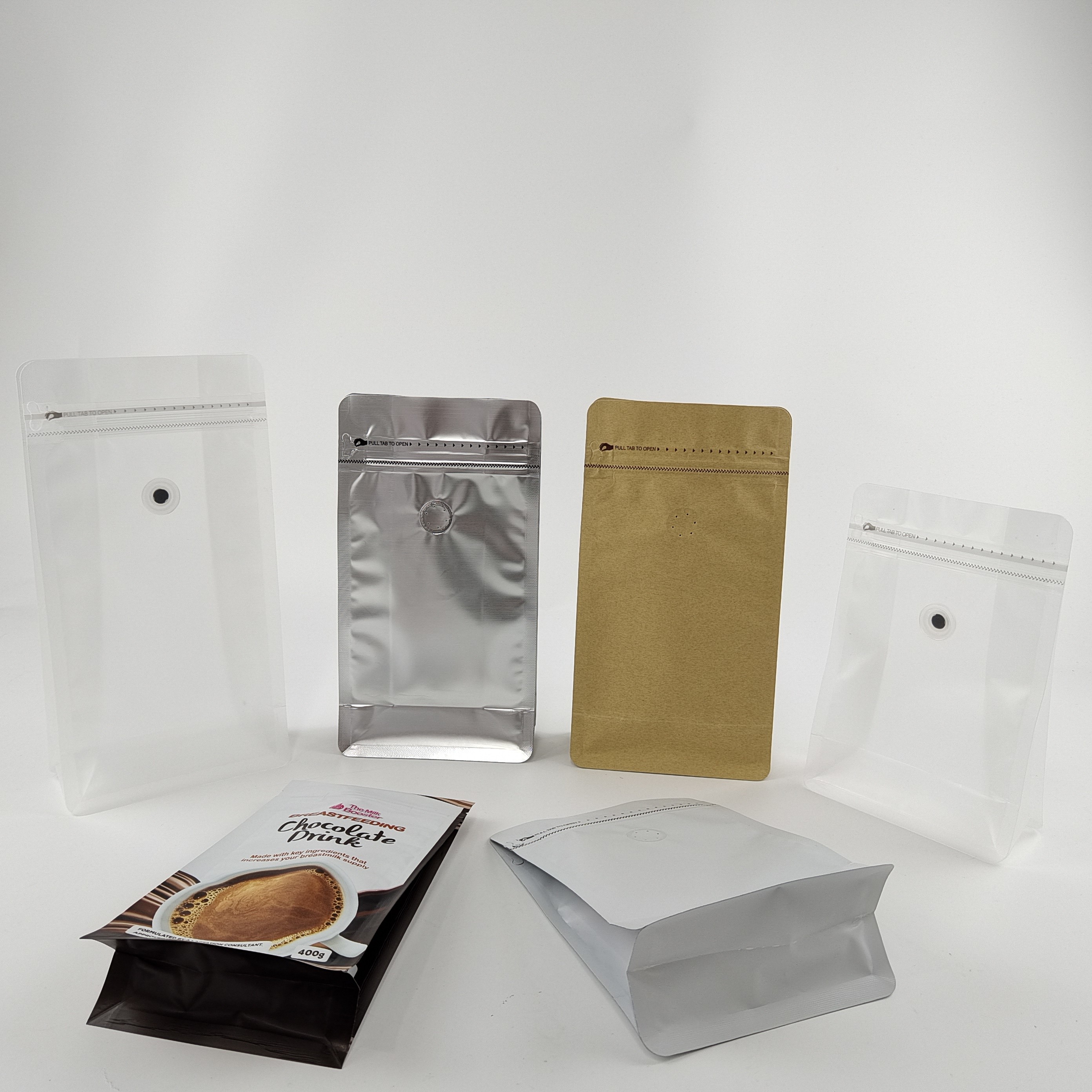Matte Clear Mylar Aluminum Foil empaqueta el bolso que embala inferior plano de 100g 250g 500g