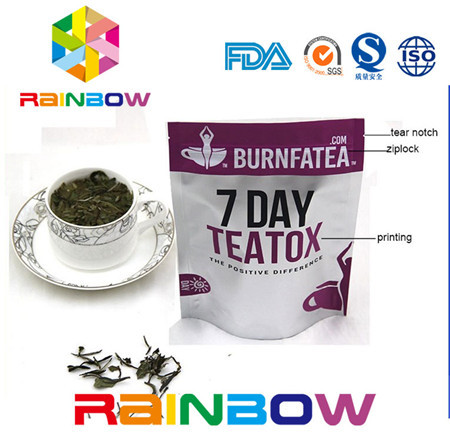 Bolsa Ziplock plástica de empaquetado del papel de aluminio del bolso de Doy del paquete de Kraft del té reforzado lateral del papel