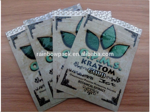Bolso ziplock plástico del extracto de OPMS Kratom de la impresión botánica del oro para las cápsulas del kratom de los cannabinoids