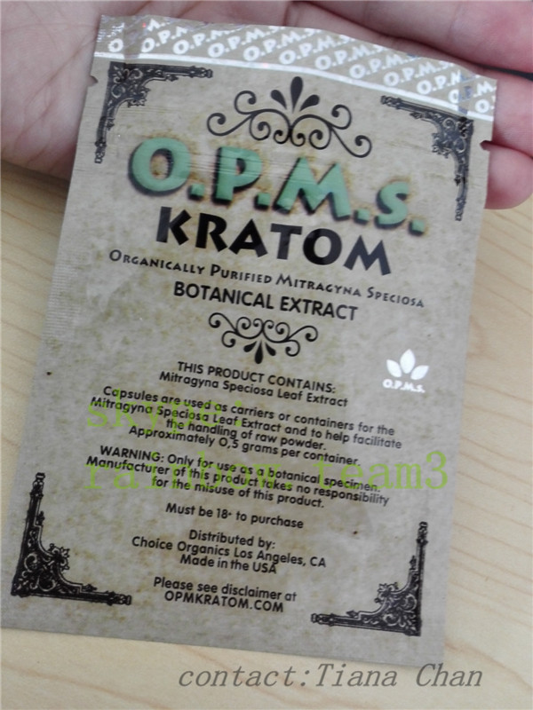 El papel de aluminio se levanta la bolsa para el polvo aumentado del kratom extraído de kratom