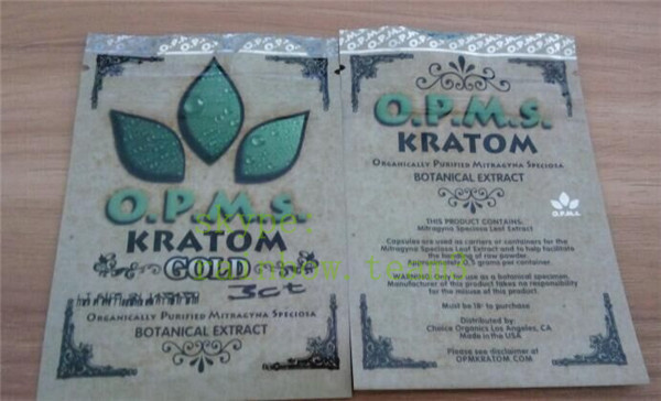 Los bolsos herbarios del oro botánico del extracto de OPMS Kratom relampagan las bolsas de plástico