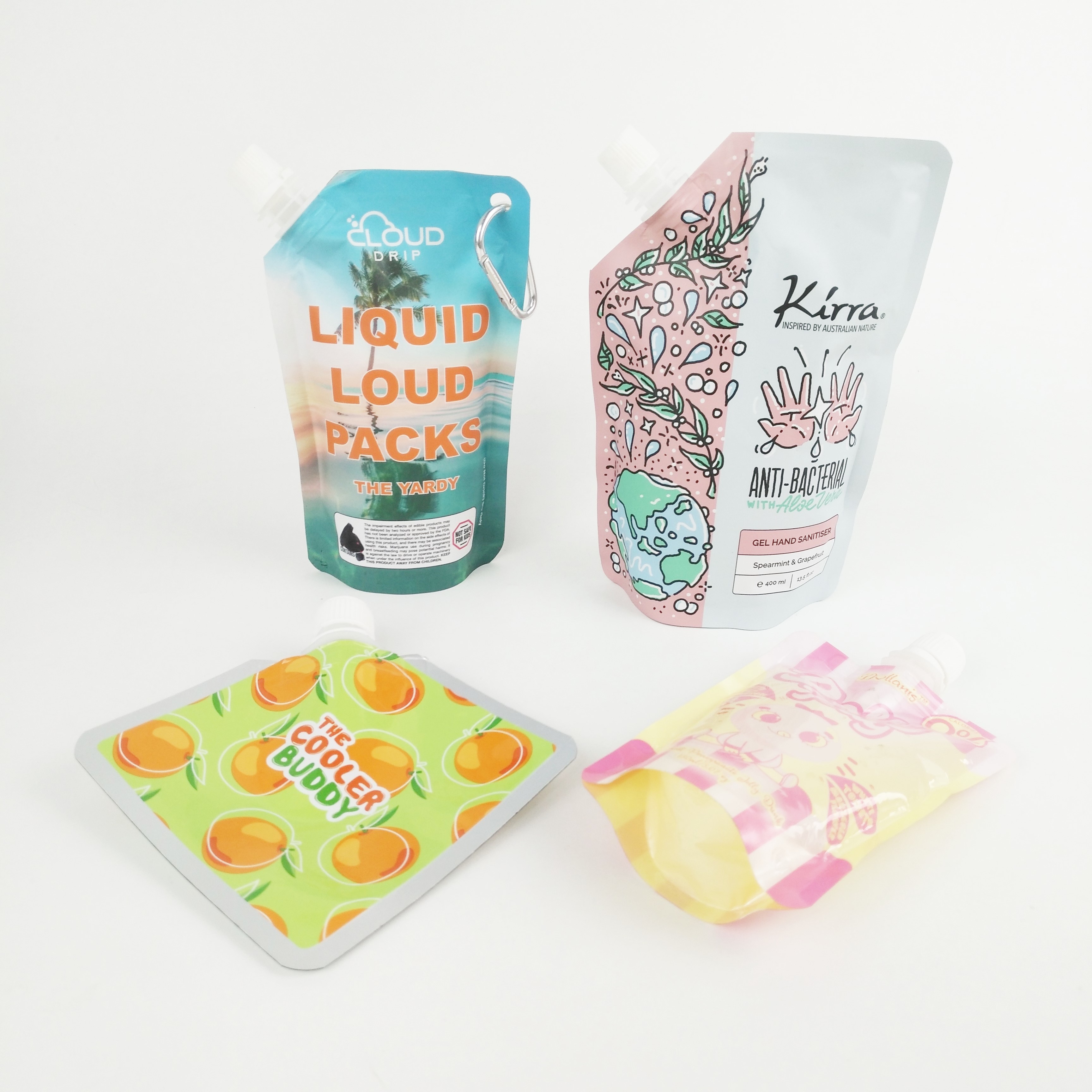 Soporte echado en chorro cosmético de empaquetado del líquido del champú de la bolsa de encargo del canalón encima de bolsas