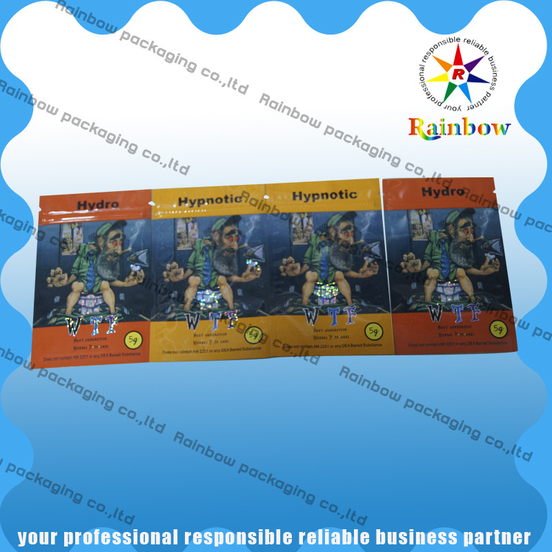 Bolsas plásticas coloridas que empaquetan, bolso herbario del incienso con el Ziplock