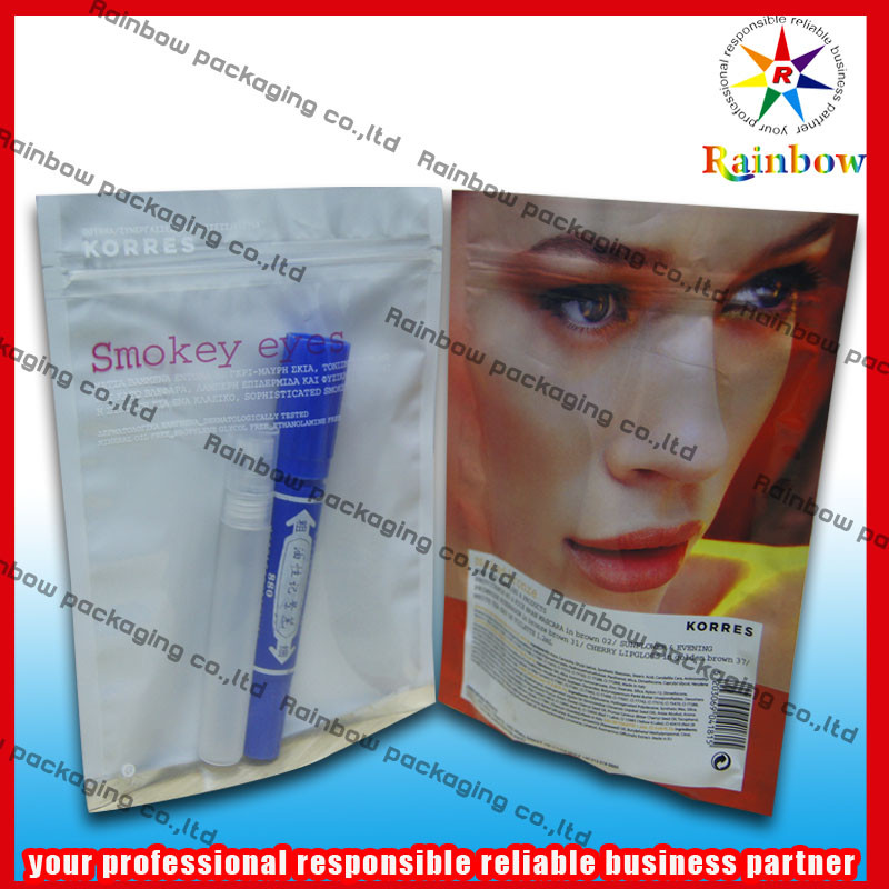 Bolso de empaquetado cosmético Bpa del papel de aluminio libremente con la cerradura de la cremallera