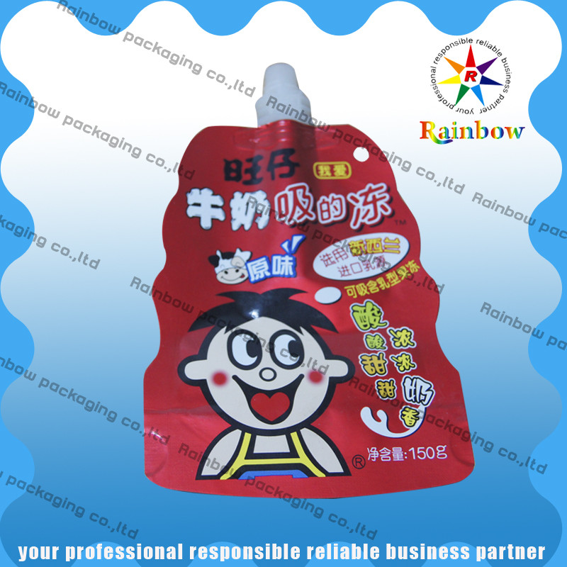 Plástico levántese el empaquetado de la bolsa del canalón biodegradable para la leche