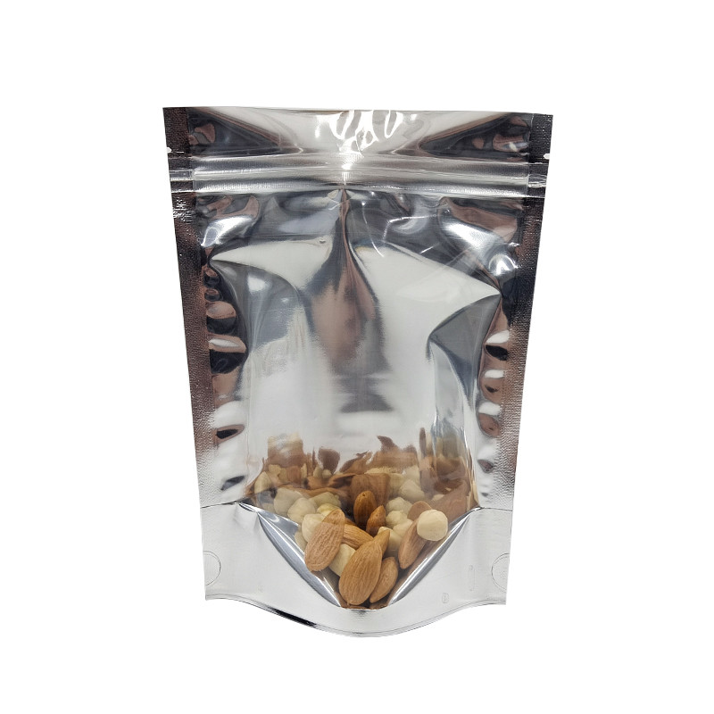 Papel de aluminio de CMYK que empaqueta la ventana Front Silver Back Stand Up del claro de Mylar Doypac que se puede volver a sellar