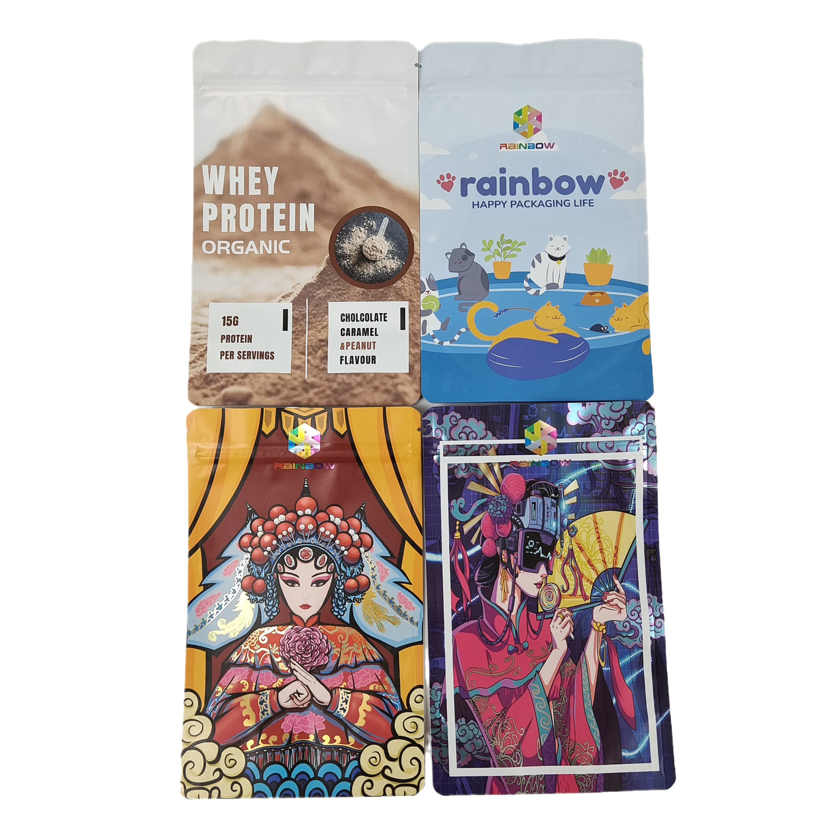 Empaquetado de la categoría alimenticia Bolsas con cierre de cremallera comestibles de Mylar de papel de aluminio mate personalizado