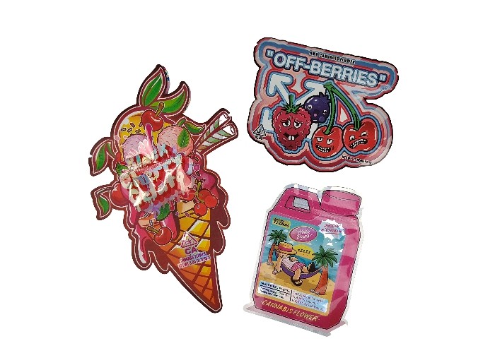 El Ziplock a prueba de niños plástico de Mylar del holograma 3.5g empaqueta especial irregular cortada con tintas formado