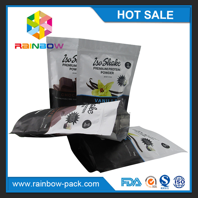 La categoría alimenticia 1kg se levanta el bolso packaing del polvo de la proteína con el ziplock