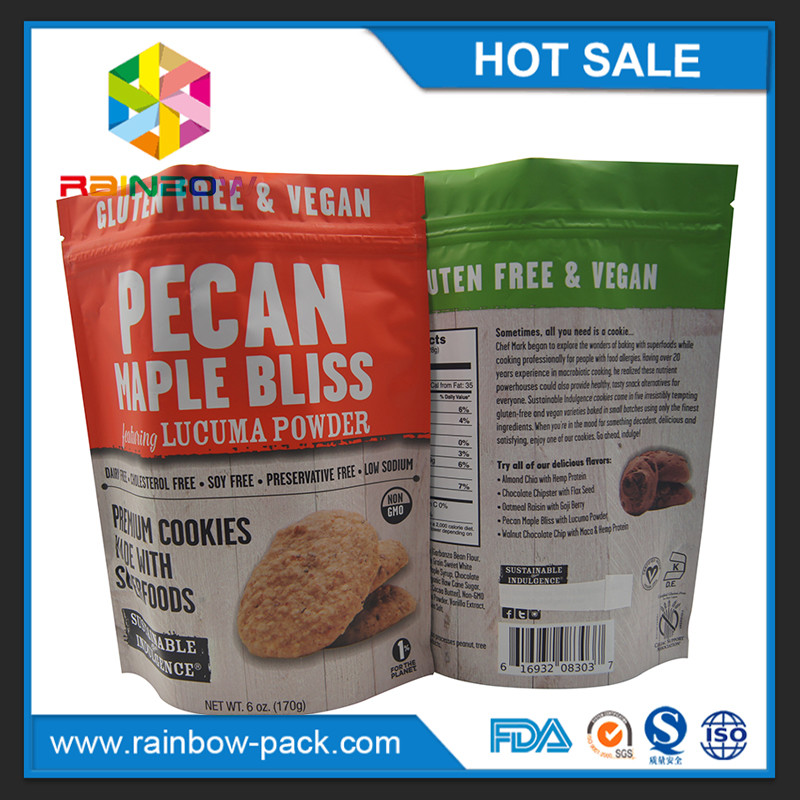 el empaquetado del papel de aluminio de los microprocesadores de los bolsos del microprocesador del papel de aluminio se levanta las galletas ziplock 250g que empaquetan la bolsa