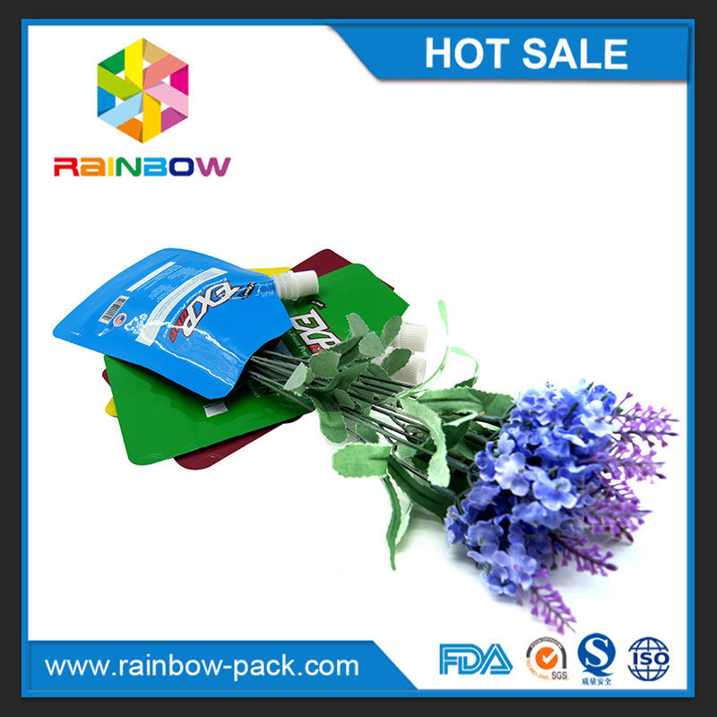 Las bolsas plásticas que se puede volver a sellar que empaquetan líquido impresa se levantan la bolsa del canalón con la cremallera